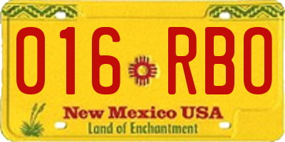 NM license plate 016RBO