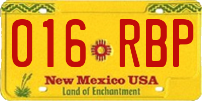 NM license plate 016RBP
