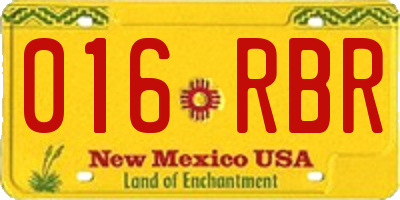 NM license plate 016RBR
