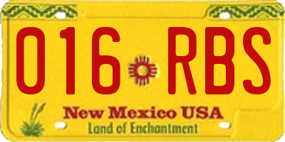 NM license plate 016RBS