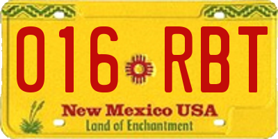 NM license plate 016RBT