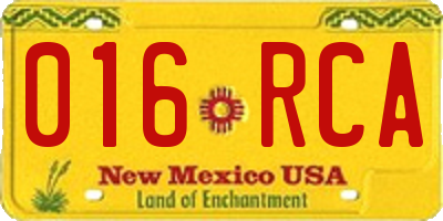 NM license plate 016RCA