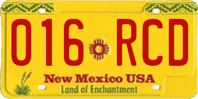 NM license plate 016RCD