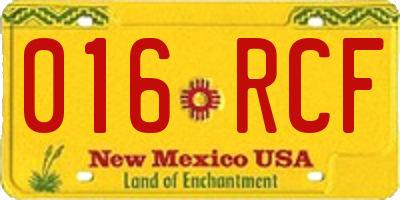 NM license plate 016RCF