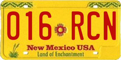 NM license plate 016RCN