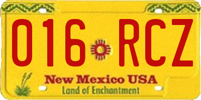 NM license plate 016RCZ