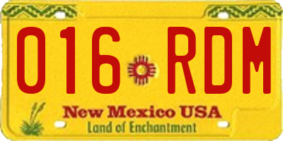 NM license plate 016RDM