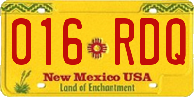 NM license plate 016RDQ