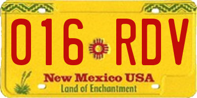NM license plate 016RDV