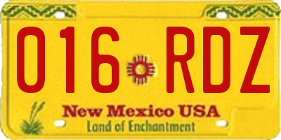 NM license plate 016RDZ
