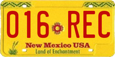 NM license plate 016REC