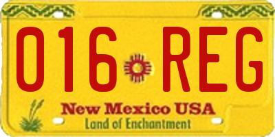 NM license plate 016REG