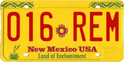 NM license plate 016REM
