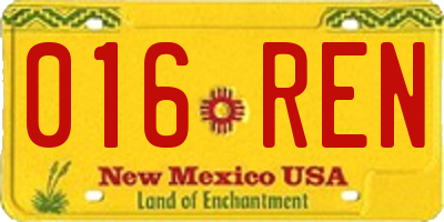 NM license plate 016REN