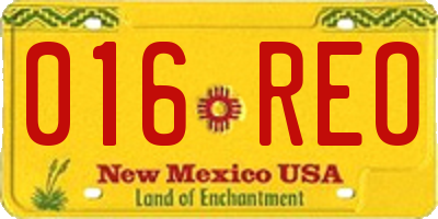NM license plate 016REO