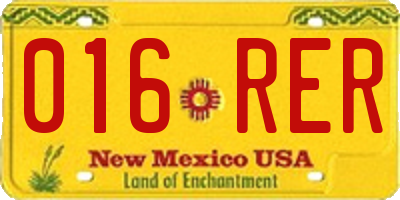 NM license plate 016RER