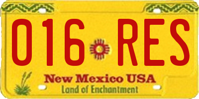 NM license plate 016RES