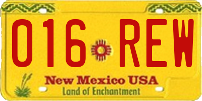 NM license plate 016REW