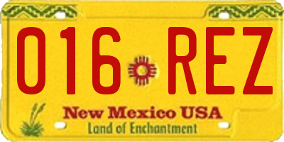 NM license plate 016REZ
