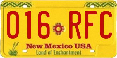 NM license plate 016RFC