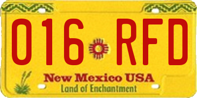 NM license plate 016RFD