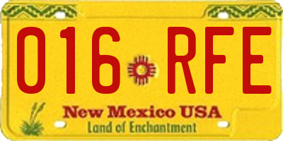 NM license plate 016RFE