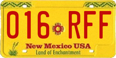 NM license plate 016RFF