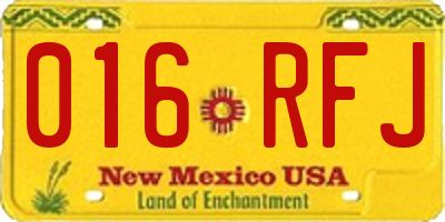 NM license plate 016RFJ