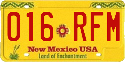 NM license plate 016RFM