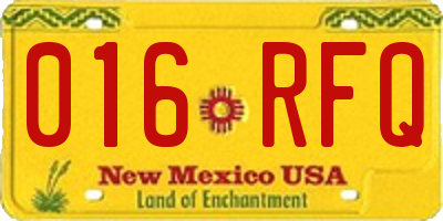 NM license plate 016RFQ