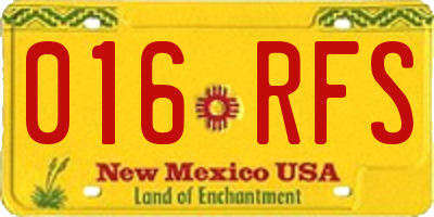 NM license plate 016RFS