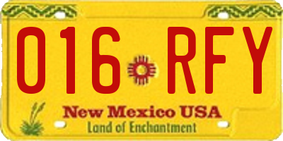 NM license plate 016RFY