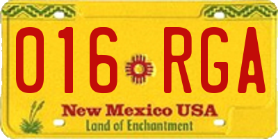 NM license plate 016RGA
