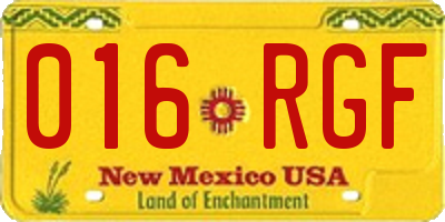 NM license plate 016RGF