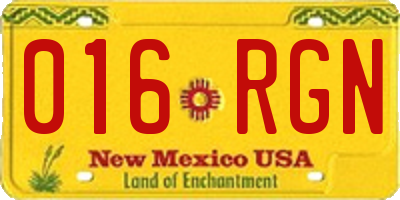 NM license plate 016RGN