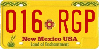 NM license plate 016RGP