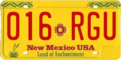 NM license plate 016RGU