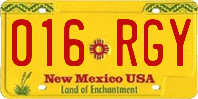 NM license plate 016RGY