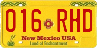 NM license plate 016RHD