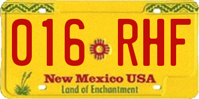 NM license plate 016RHF