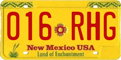 NM license plate 016RHG