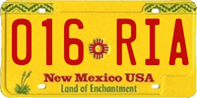 NM license plate 016RIA