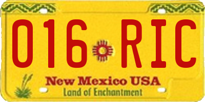 NM license plate 016RIC