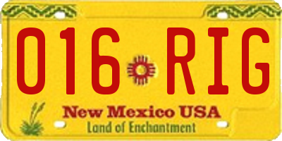 NM license plate 016RIG