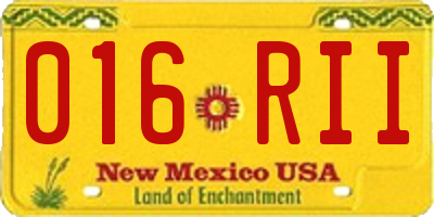 NM license plate 016RII