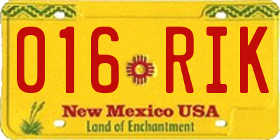 NM license plate 016RIK