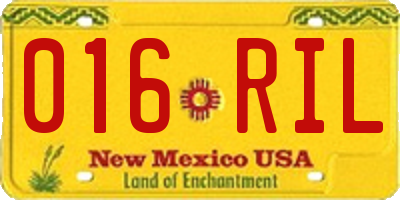 NM license plate 016RIL