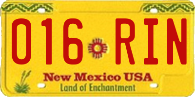 NM license plate 016RIN