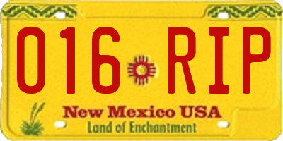 NM license plate 016RIP