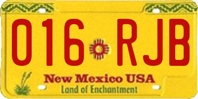 NM license plate 016RJB